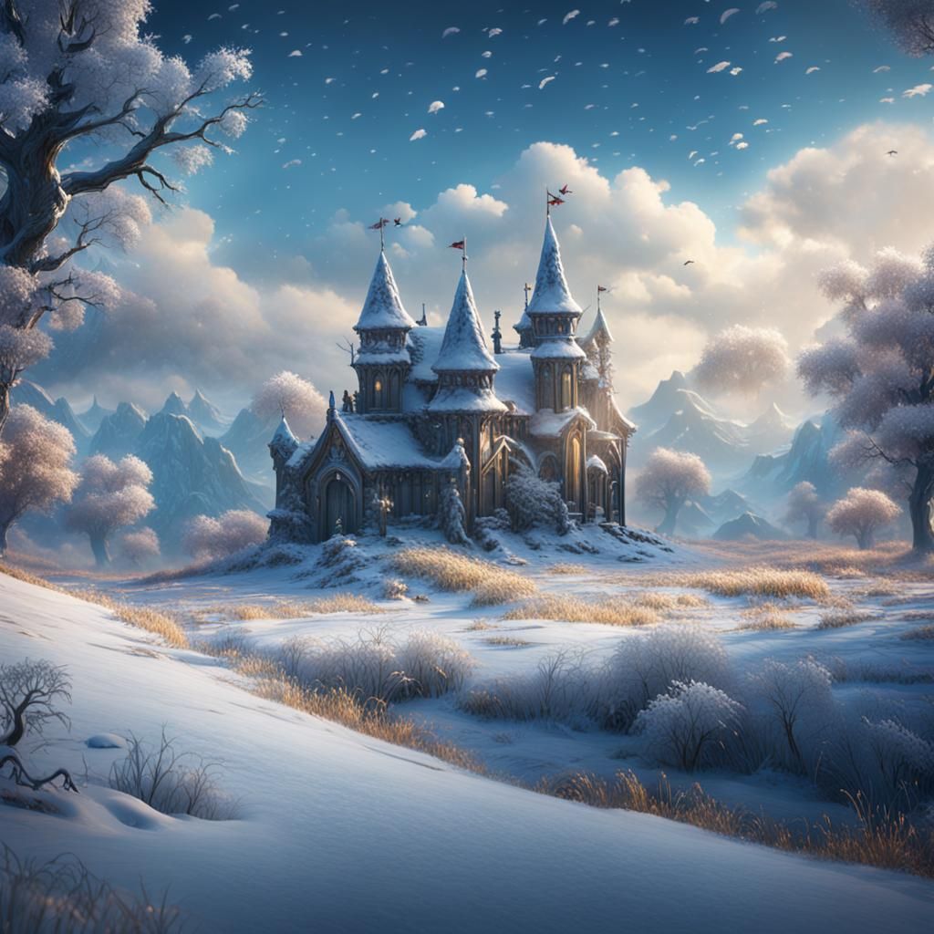 Snow Frolicking in a Field: Detailed Matte Painting