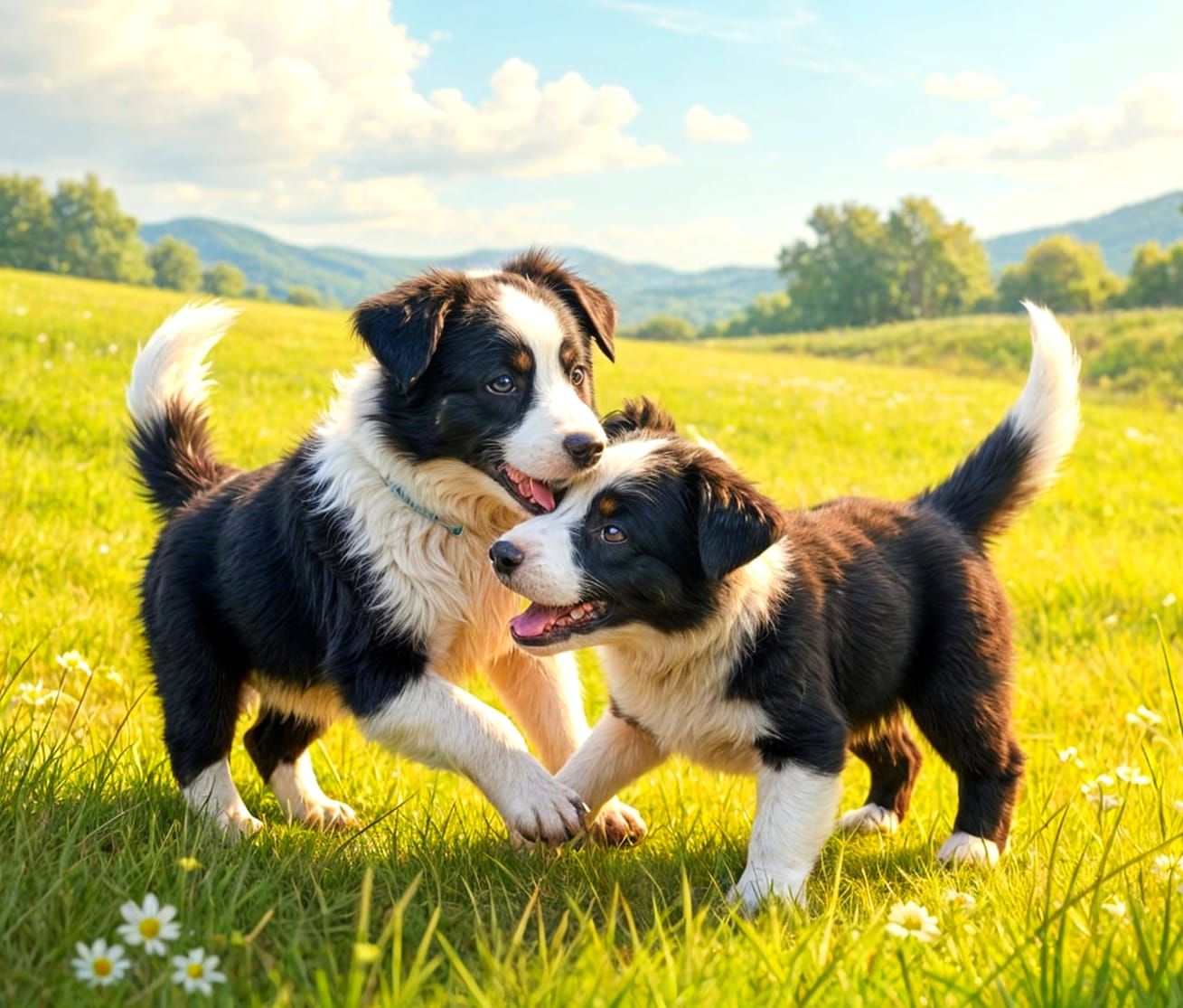 Border Collie Puppies Playing