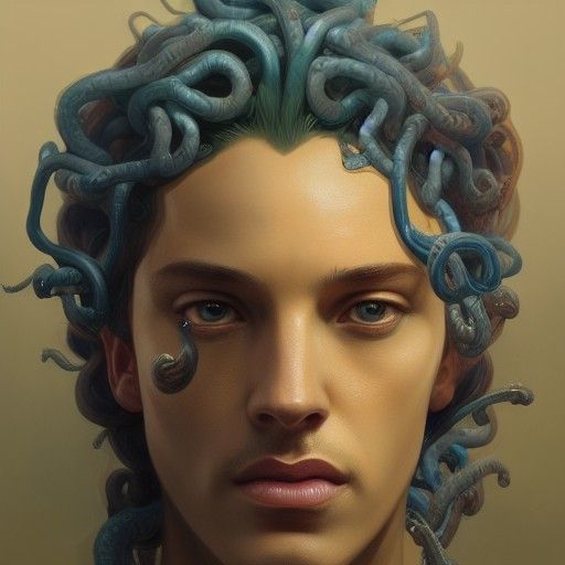 Hyperdetailed Medusa Men Portrait in Artgerm Style