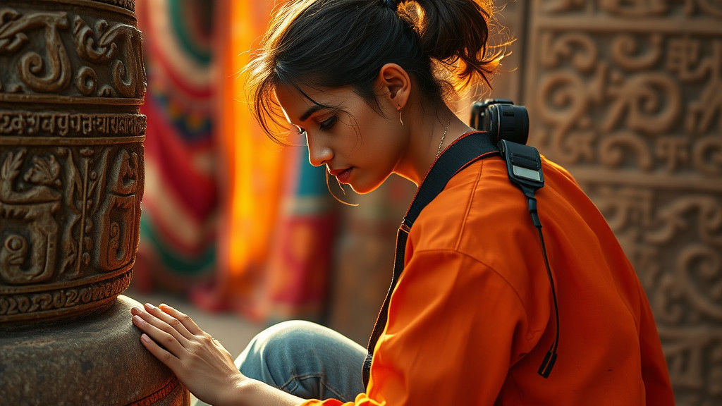 Volunteer Restoring Ancient Stone Carvings with Reverence