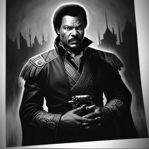 Lando Calrissian in Black and White Comic Style