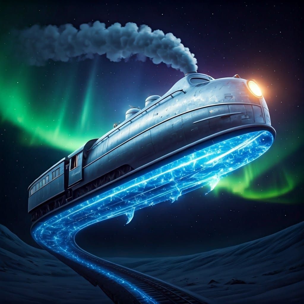 Majestic Silver Train Speeds to the North Pole through the C...
