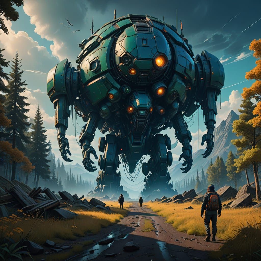 Mystical, High-Contrast Scene in Rich, Intricate Matte Paint...