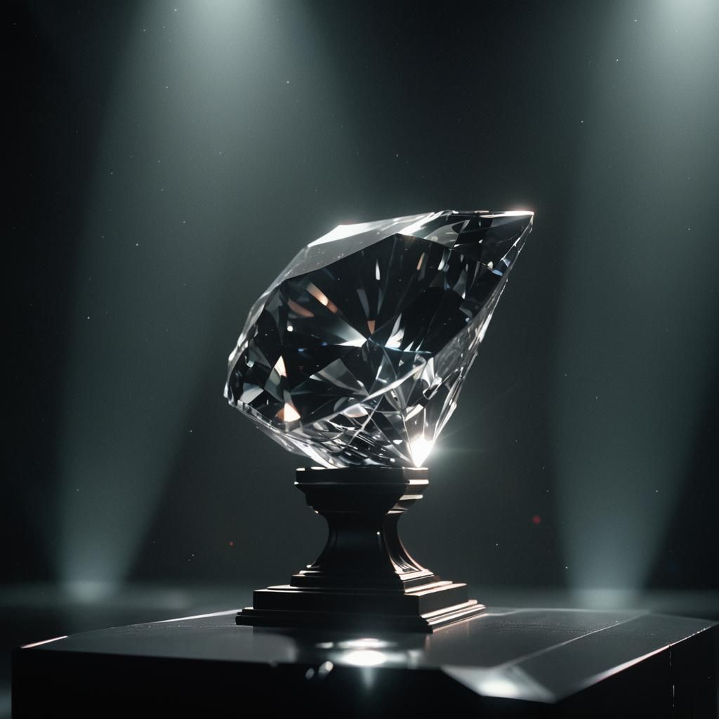 Glowing Diamond on Pedestal: Cinematic Still