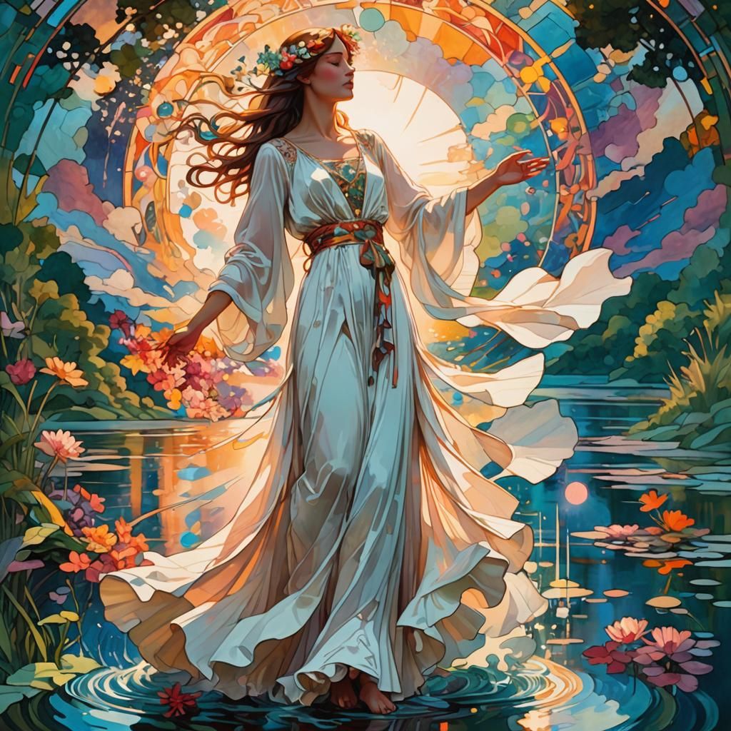 Woman at Sunset: Art Nouveau and Expressionism