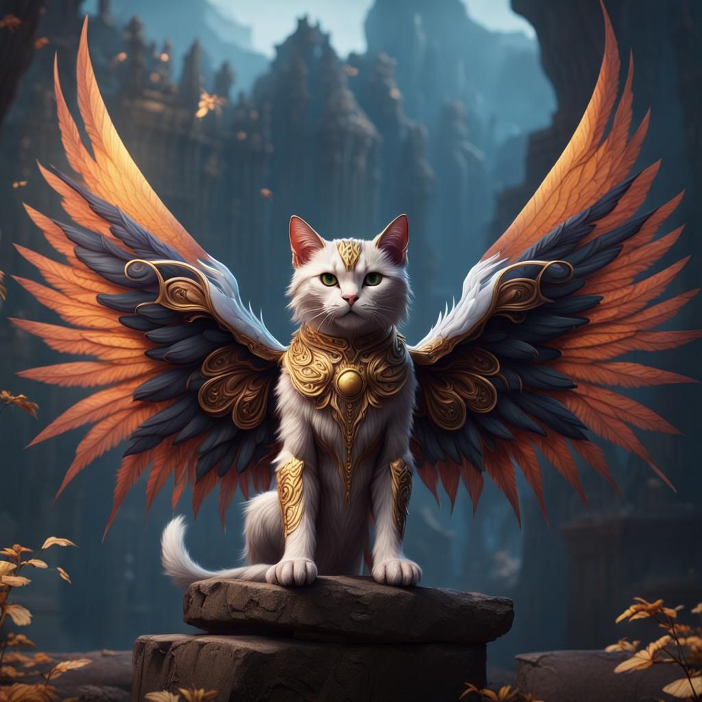 Winged Feline: Fantasy Concept Art in 8k