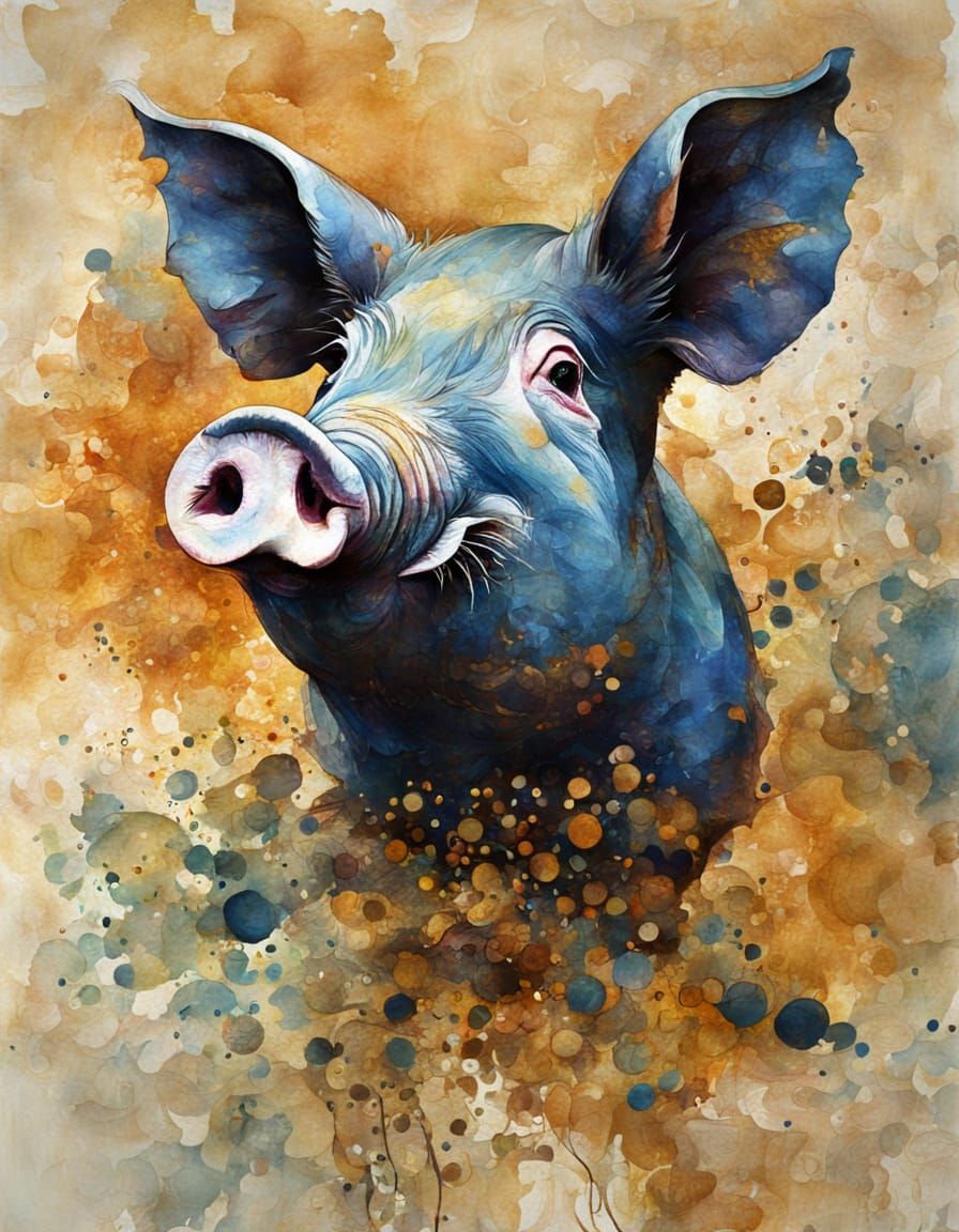 Abstract Batik Design with Tea-Stained Pigmentation