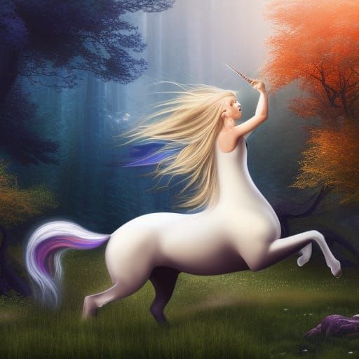Woman Riding Unicorn Fantasy Concept Art