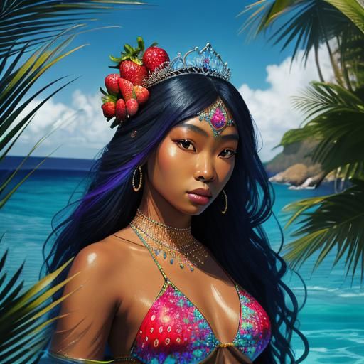 Hyperrealistic Portrait of a Woman in Ocean