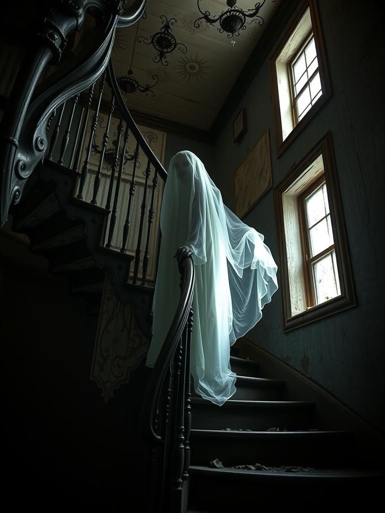 Ghostly Banshee in Dilapidated Haunted House