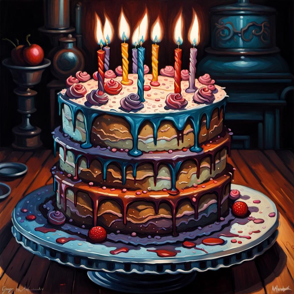Spectacular Birthday Cake in Neo-Impressionist Style