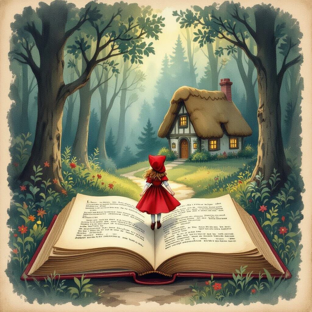 Little Red Riding Hood Emerges From Vintage Storybook