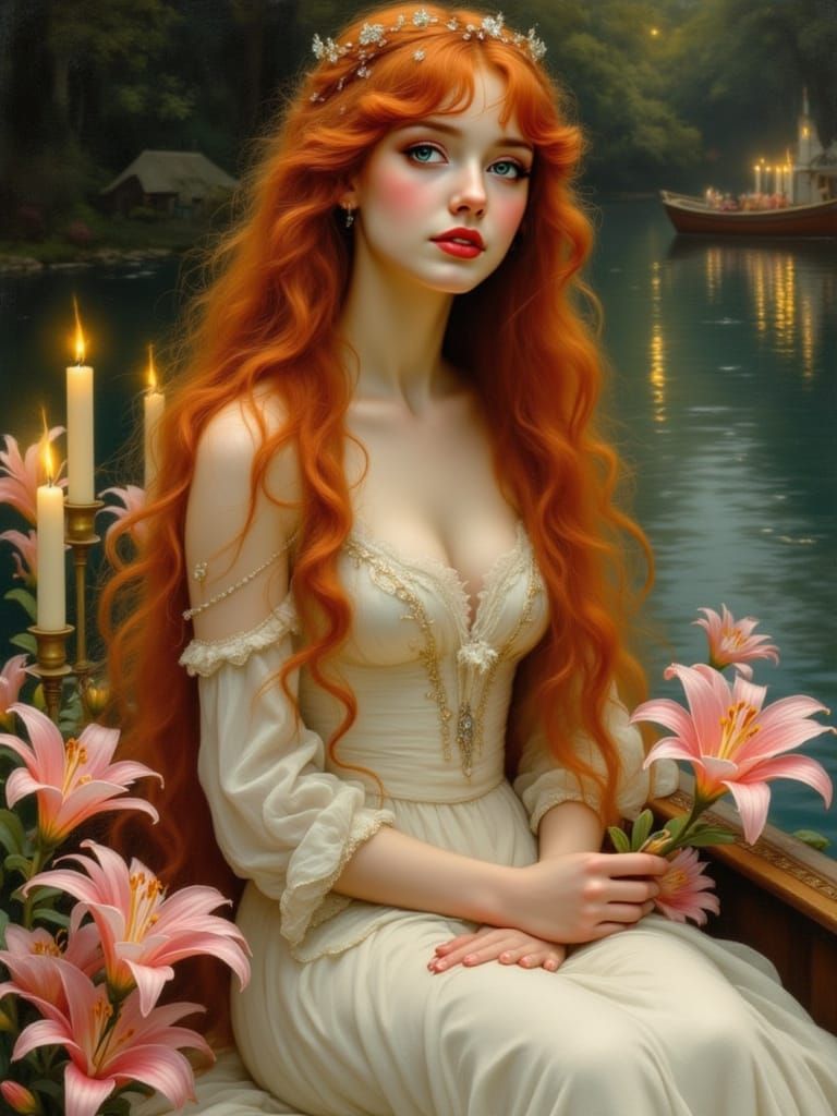 Lady of Shalott: Pre-Raphaelite 3D Oil Painting