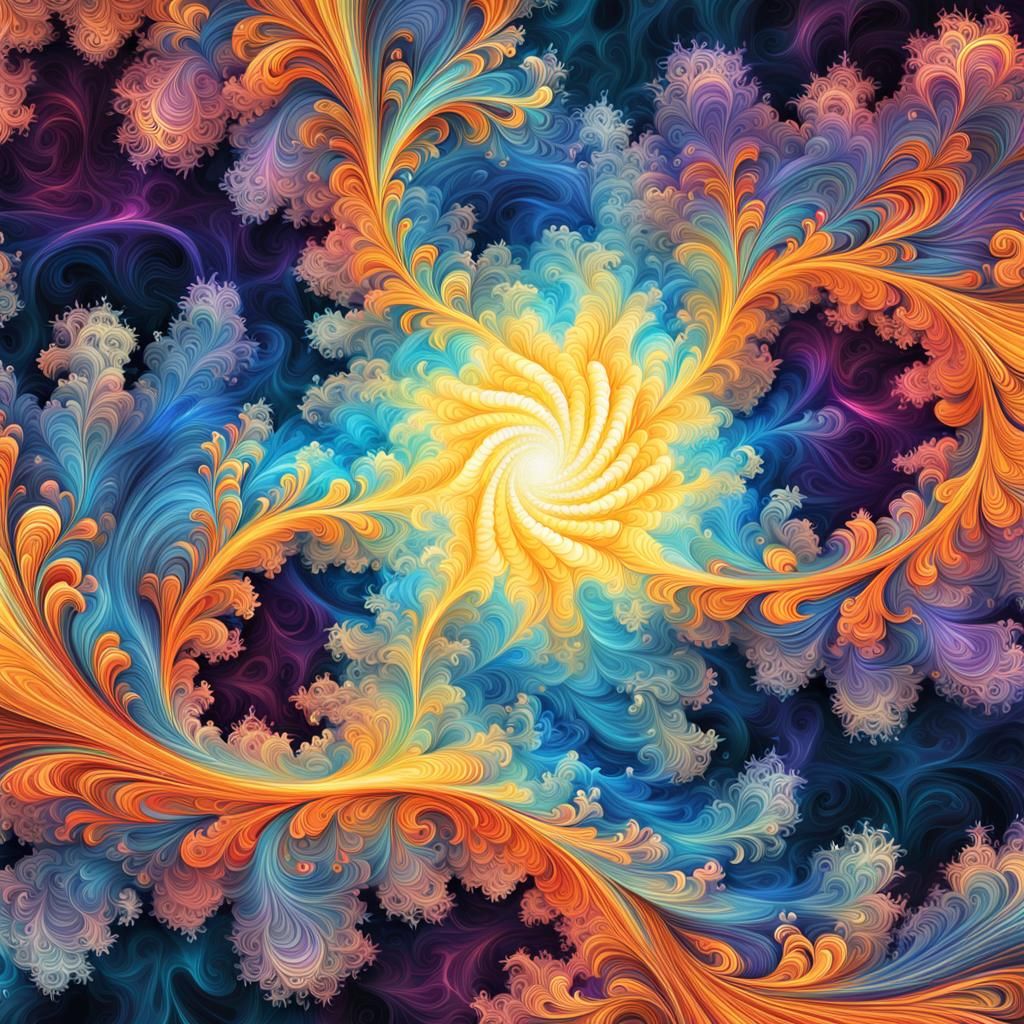 Heavenly Sunshine Beams in Abstract Fractal Art