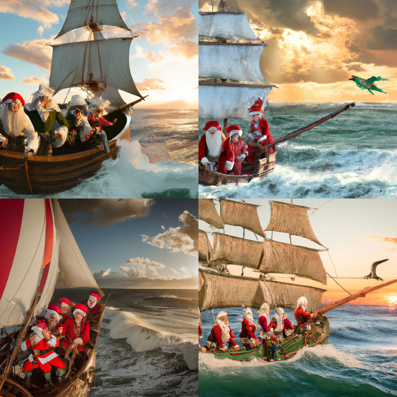 Santa and Elves Sail the High Seas