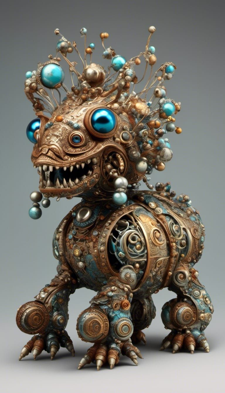 Steampunk Yoda Marmoset Porg with Iridescent Finish