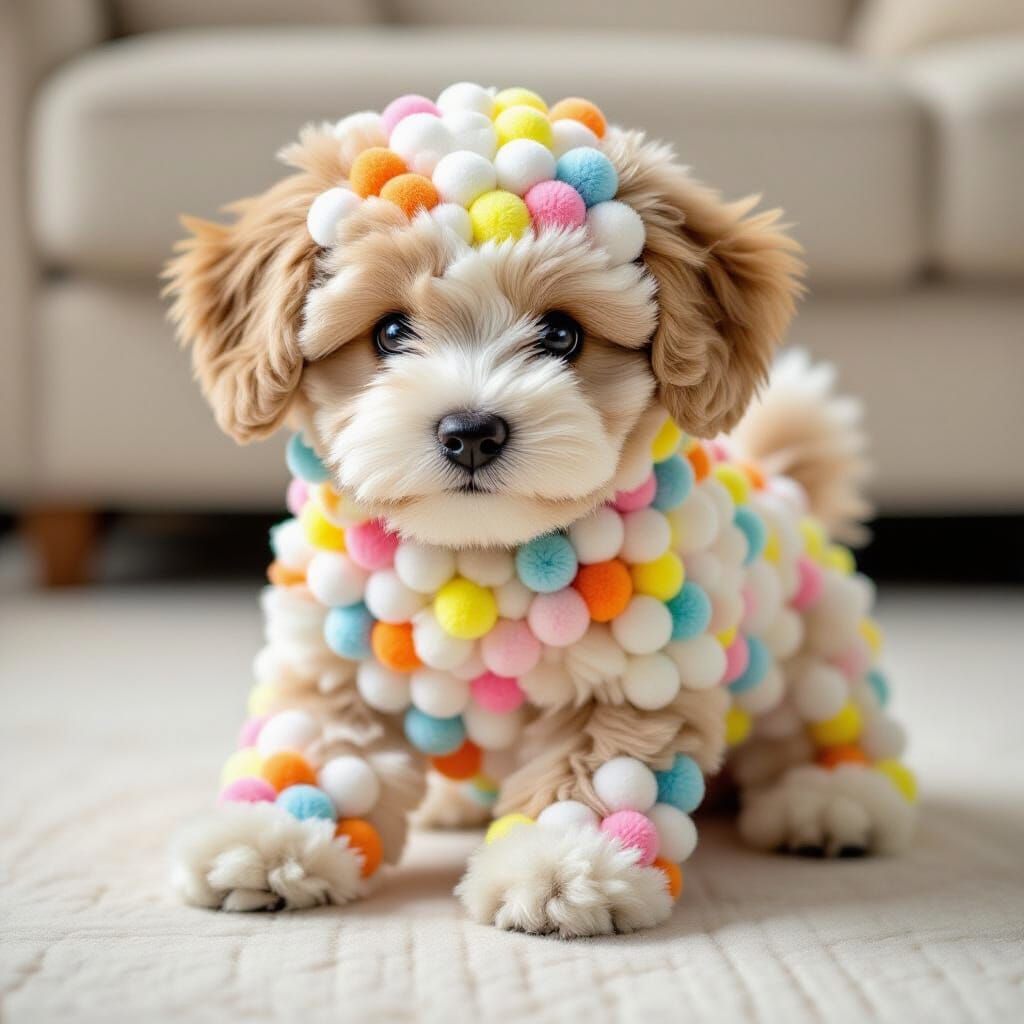 Pom Pom Puppy: A Fluffy, Colorful Creation
