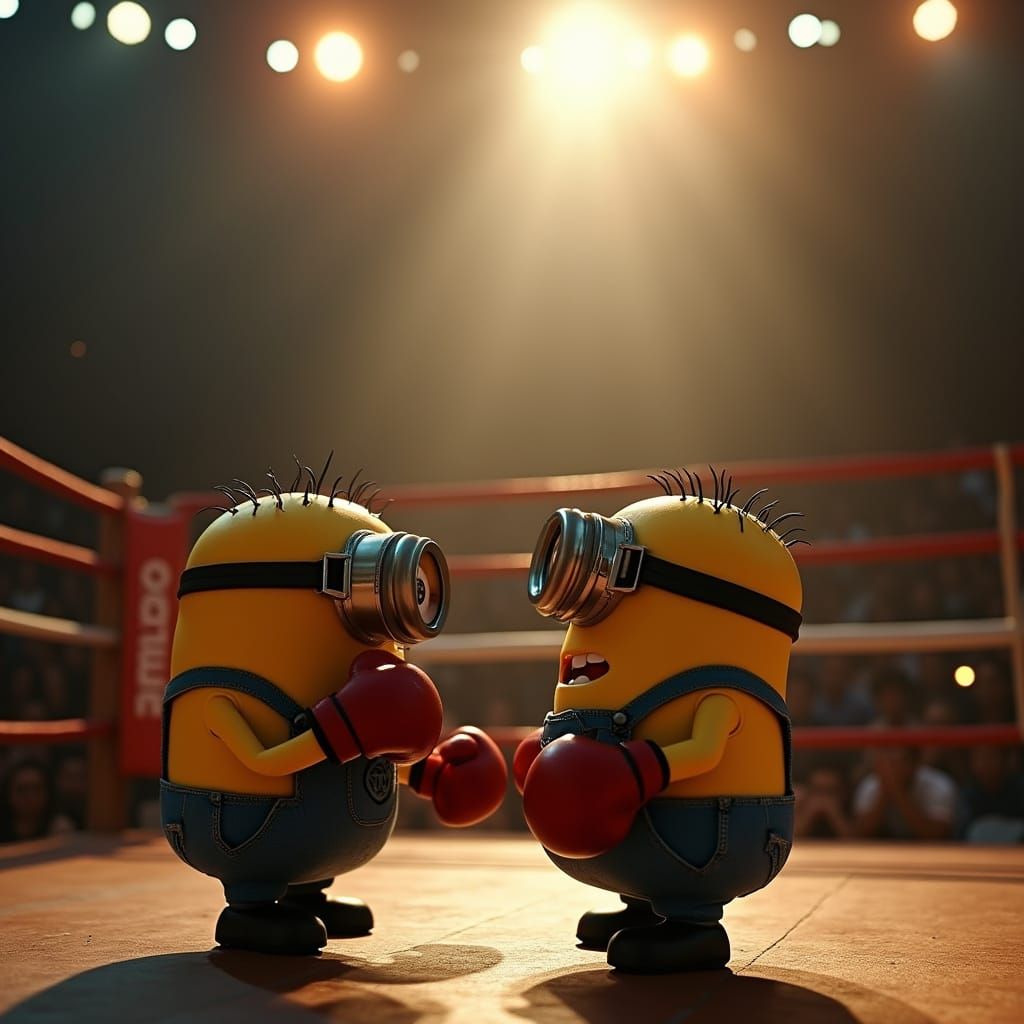 Minions Clash in Intense Boxing Match