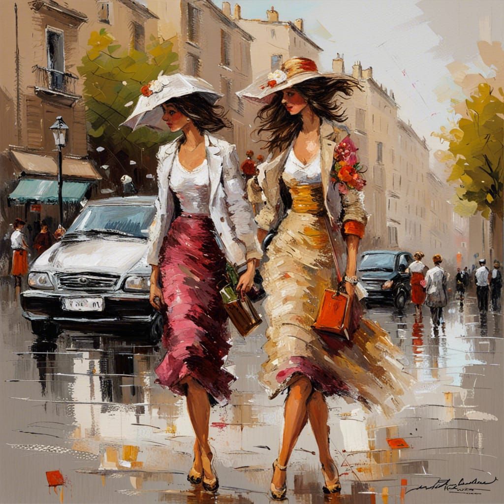 Boho Fashionista in Impressionistic Impasto Style