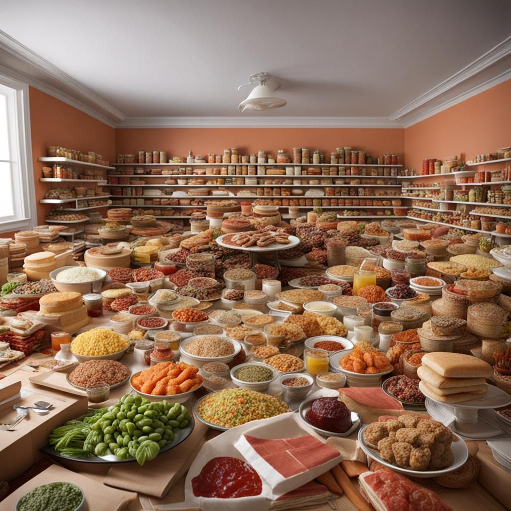 Room Filled with Food from Different Nations