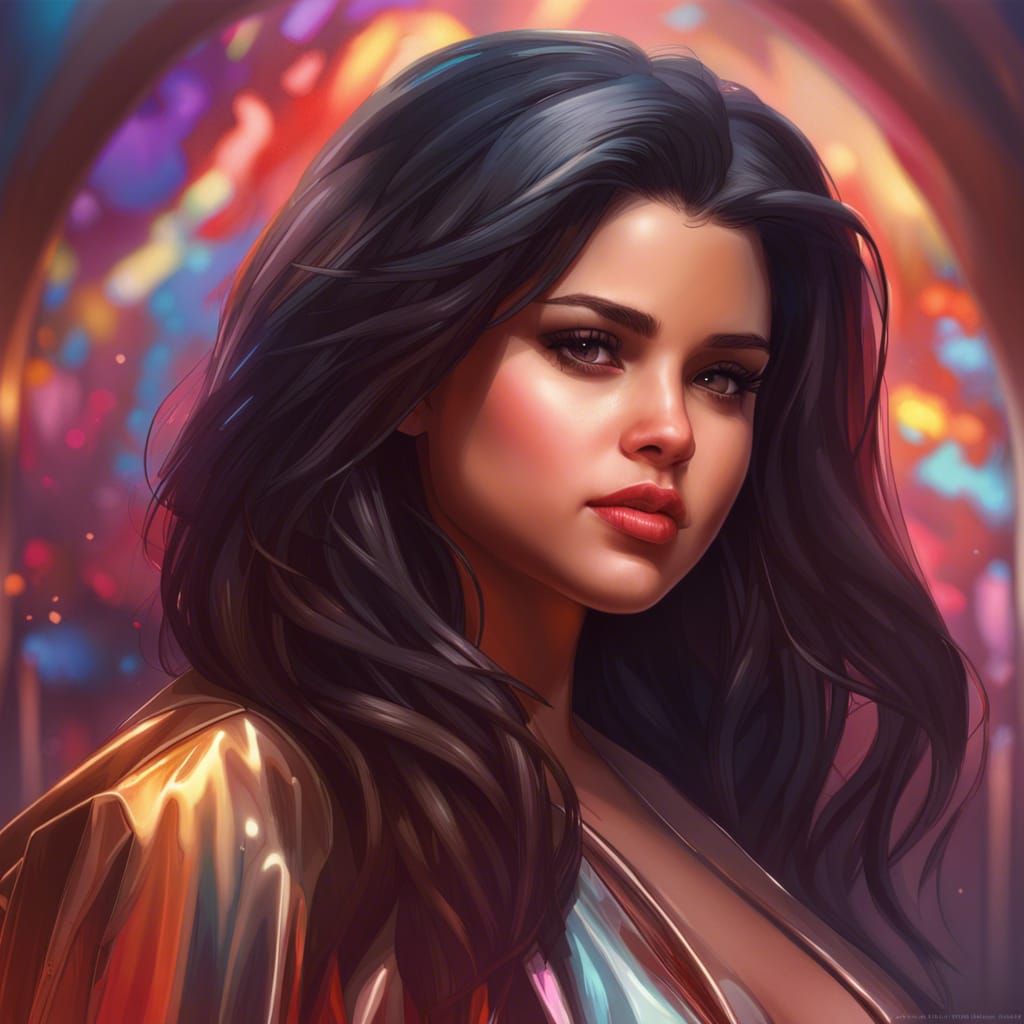 Selena Gomez Portrait in Hyperdetailed Style