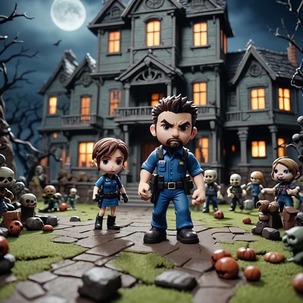 Chibi Chris and Jill vs Zombies in Stop Motion