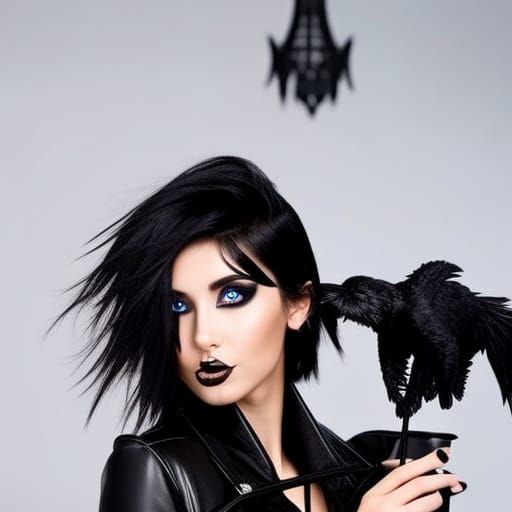 Gothic Catgirl Kissing Teen: Fantasy Concept Art