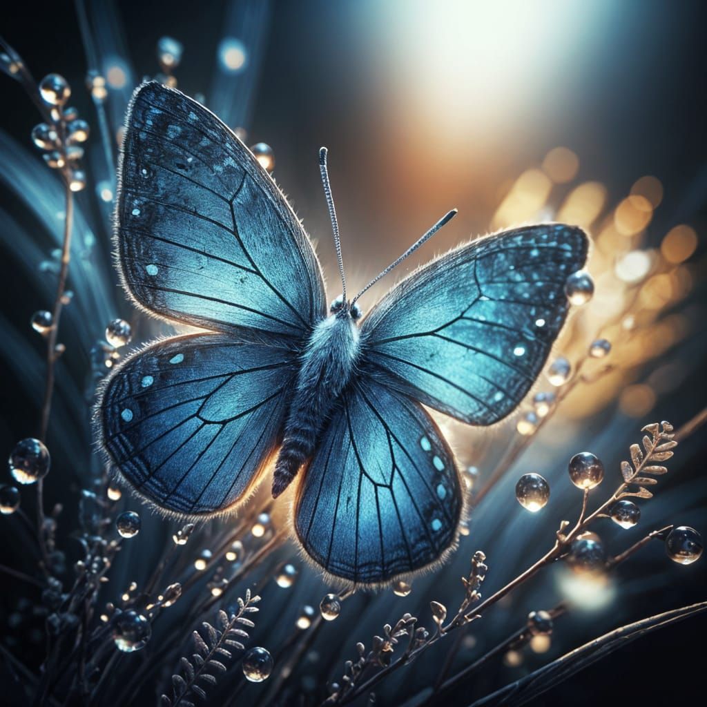 Hyperrealistic Sapphire Butterfly in Cinematic HDR