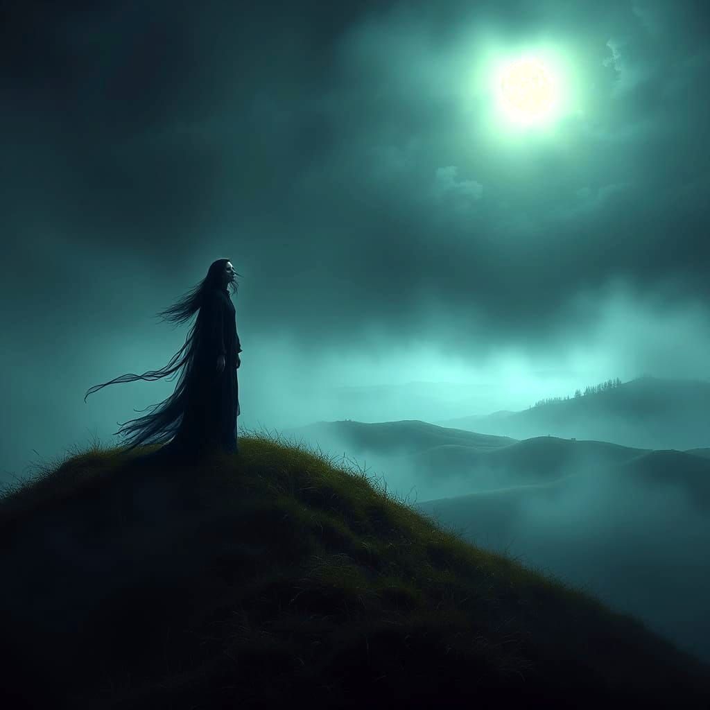Banshee Howling in Misty Landscape: Matte Painting