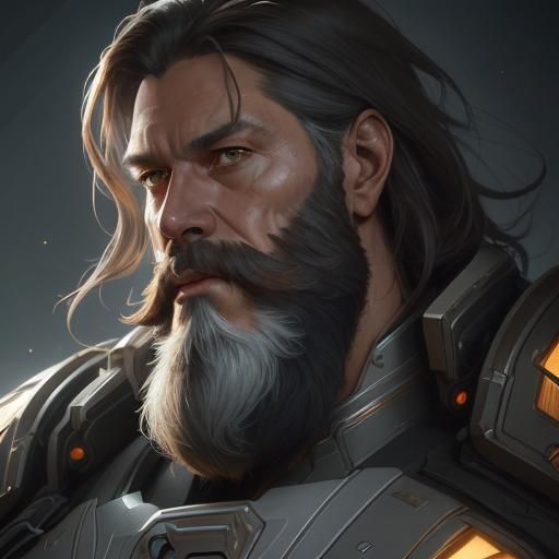 Detailed Space Portrait in Art Nouveau Style