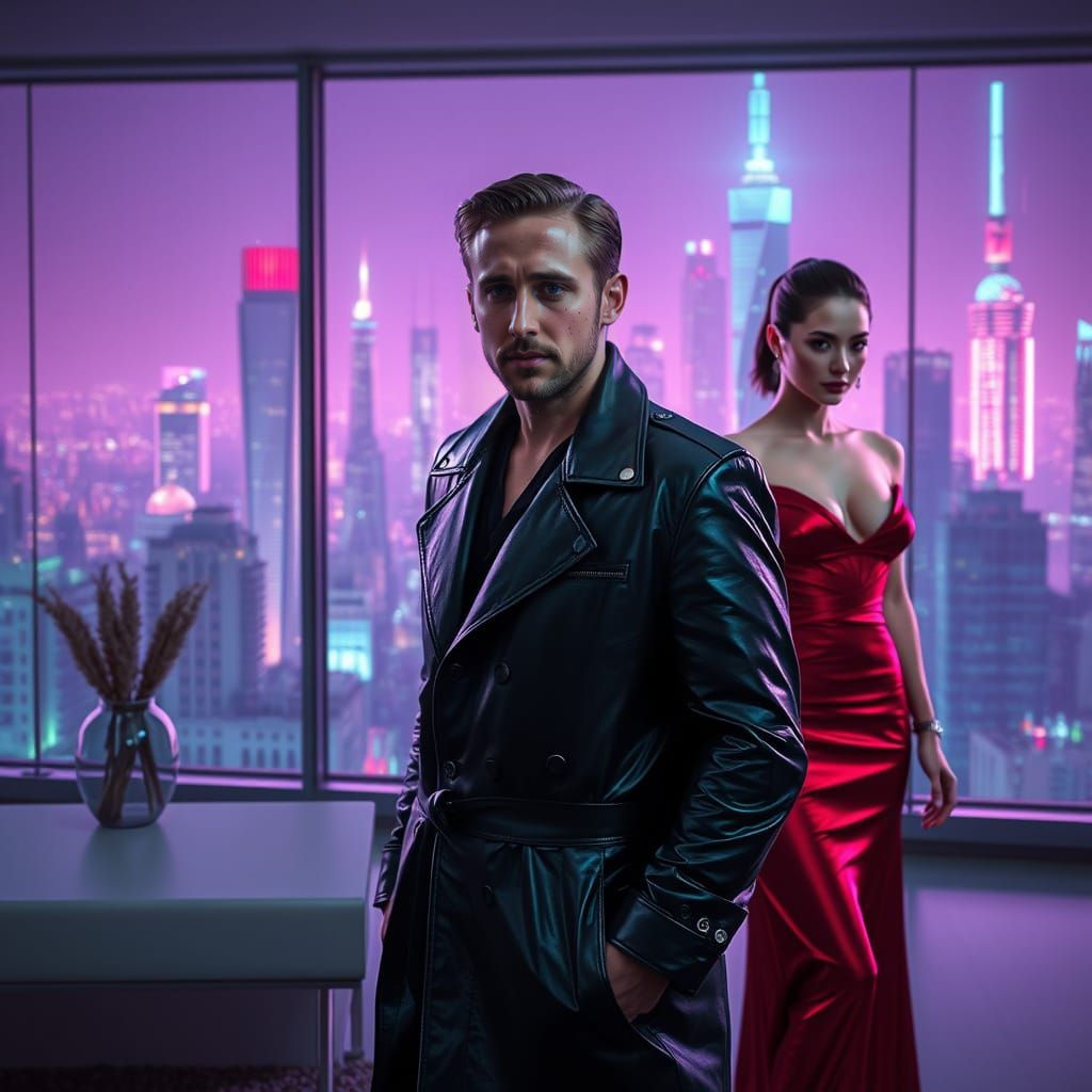 Ryan Gosling as Blade Runner in Neon City