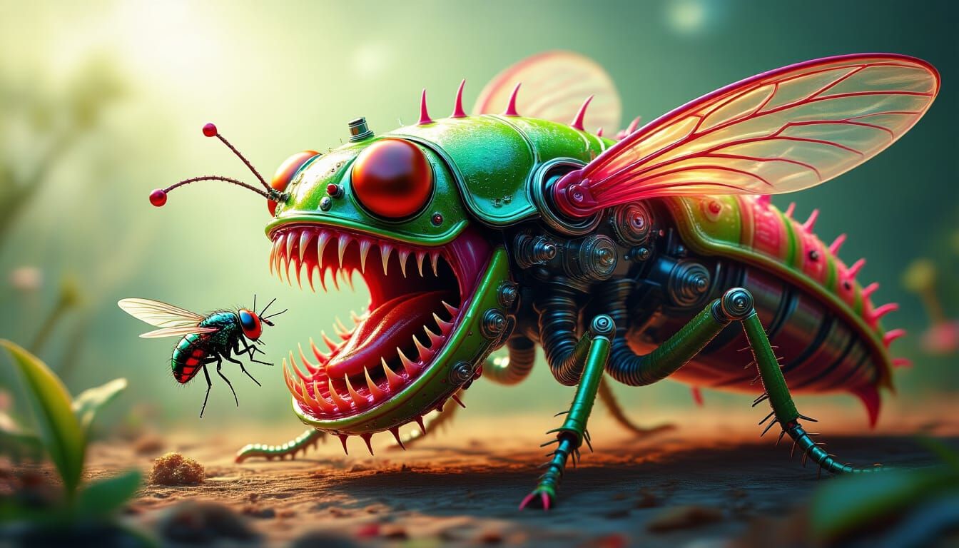 Cybernetic Venus Fly Trap in Surrealist Concept Art Style