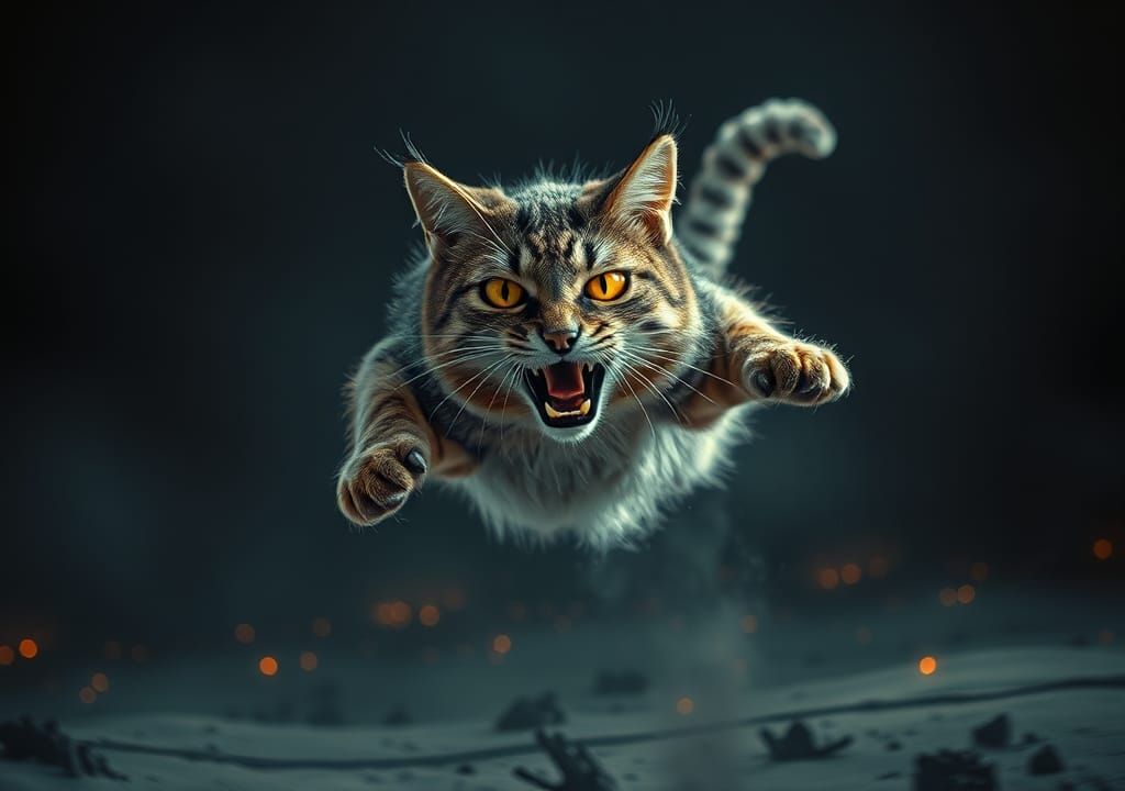 Furious Feline Unleashed: A Digital Art Illustration