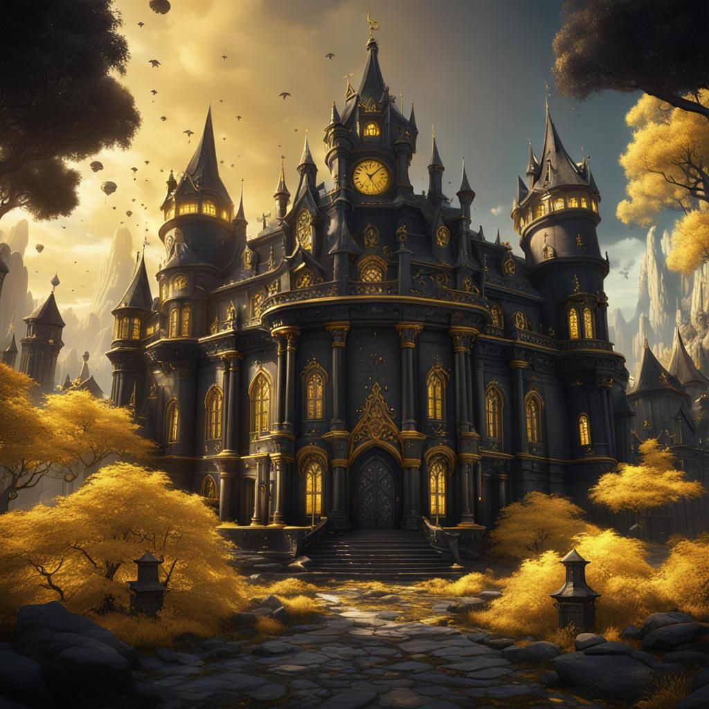 Black and Yellow Magical Academy Concept Art