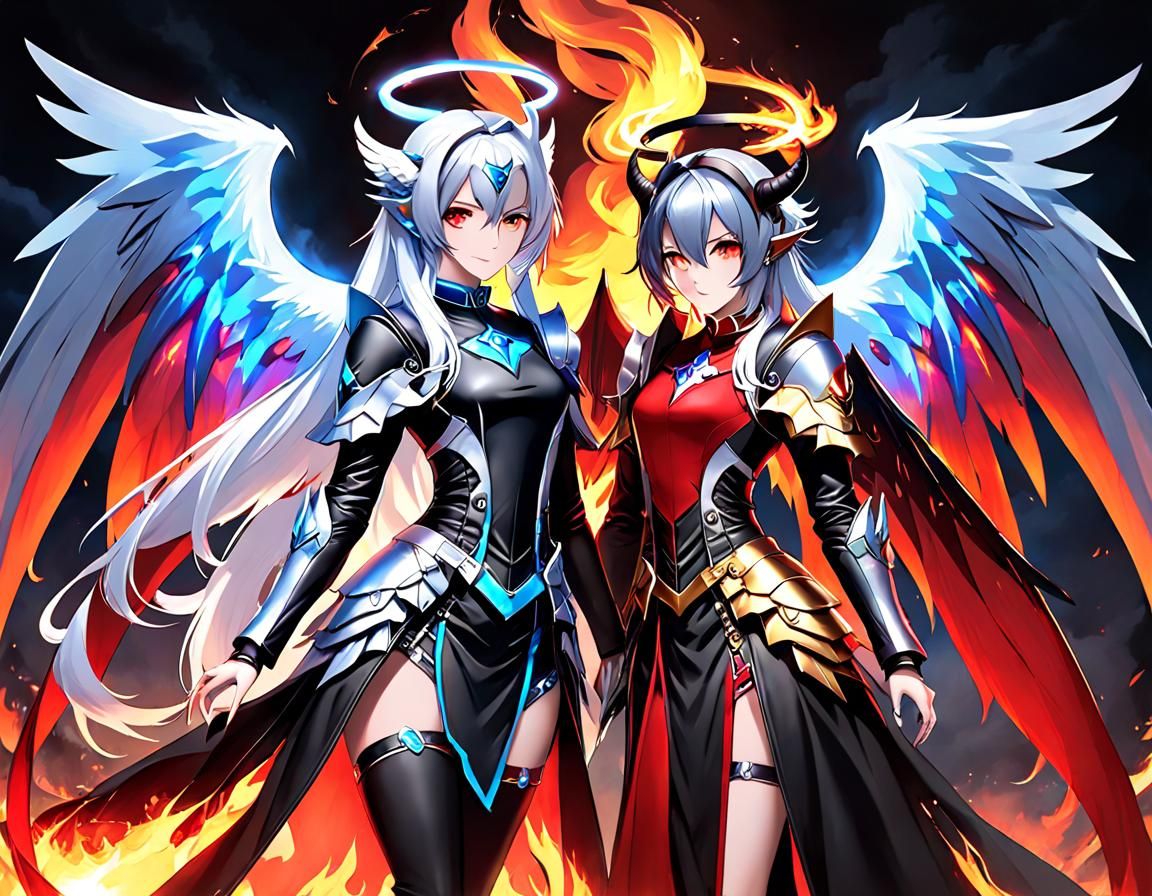 Angelic Demon: Duality in a Digital Painting