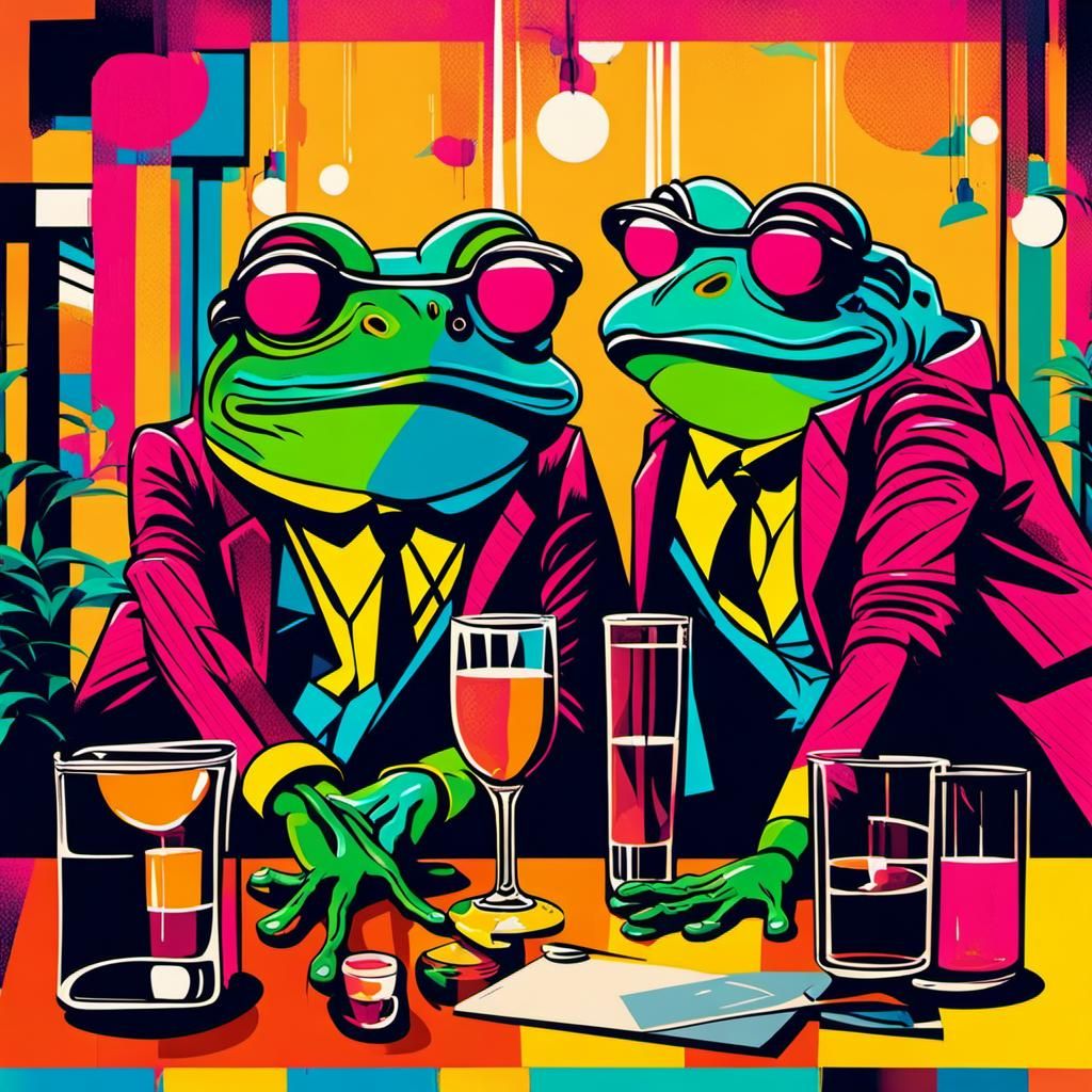 Drunk Frogs' Night Out: A Pop Art Screen Print