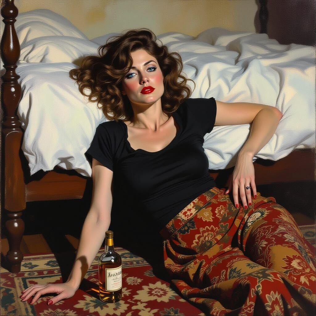 Disheveled Woman in Morning Light: Portrait in Classic Style