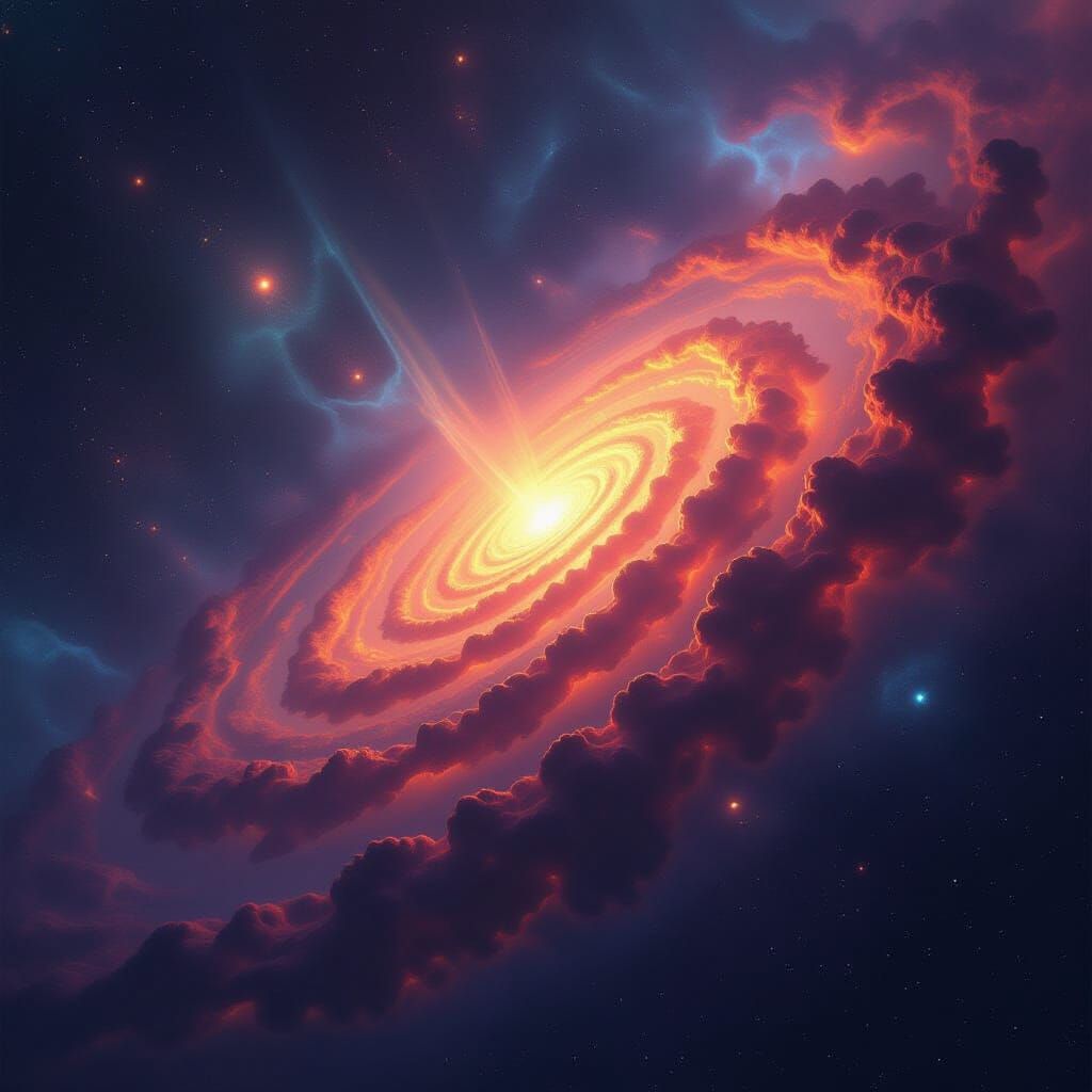 Spectacular Galactic Spiral in Surreal Style