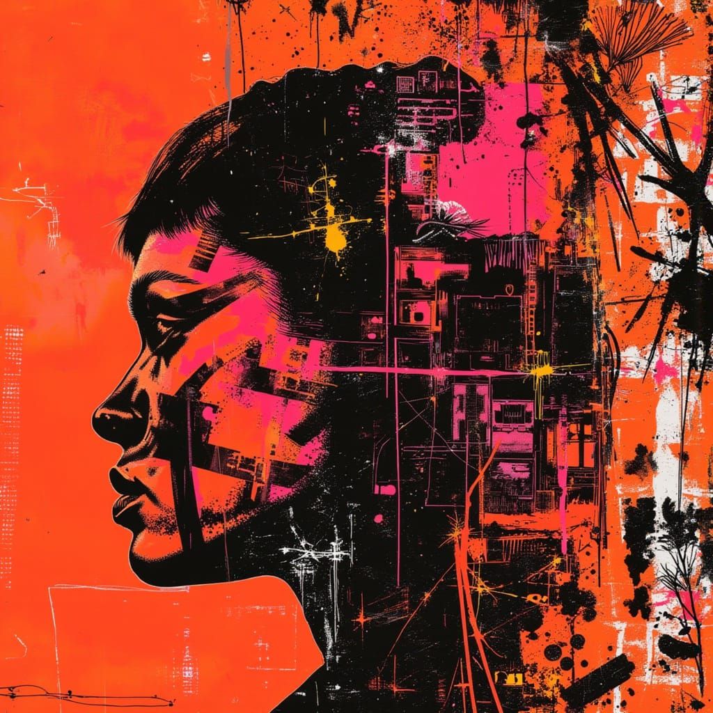 Fiery Pop-Art Mech Cityscapes with Graffiti and Silhouettes