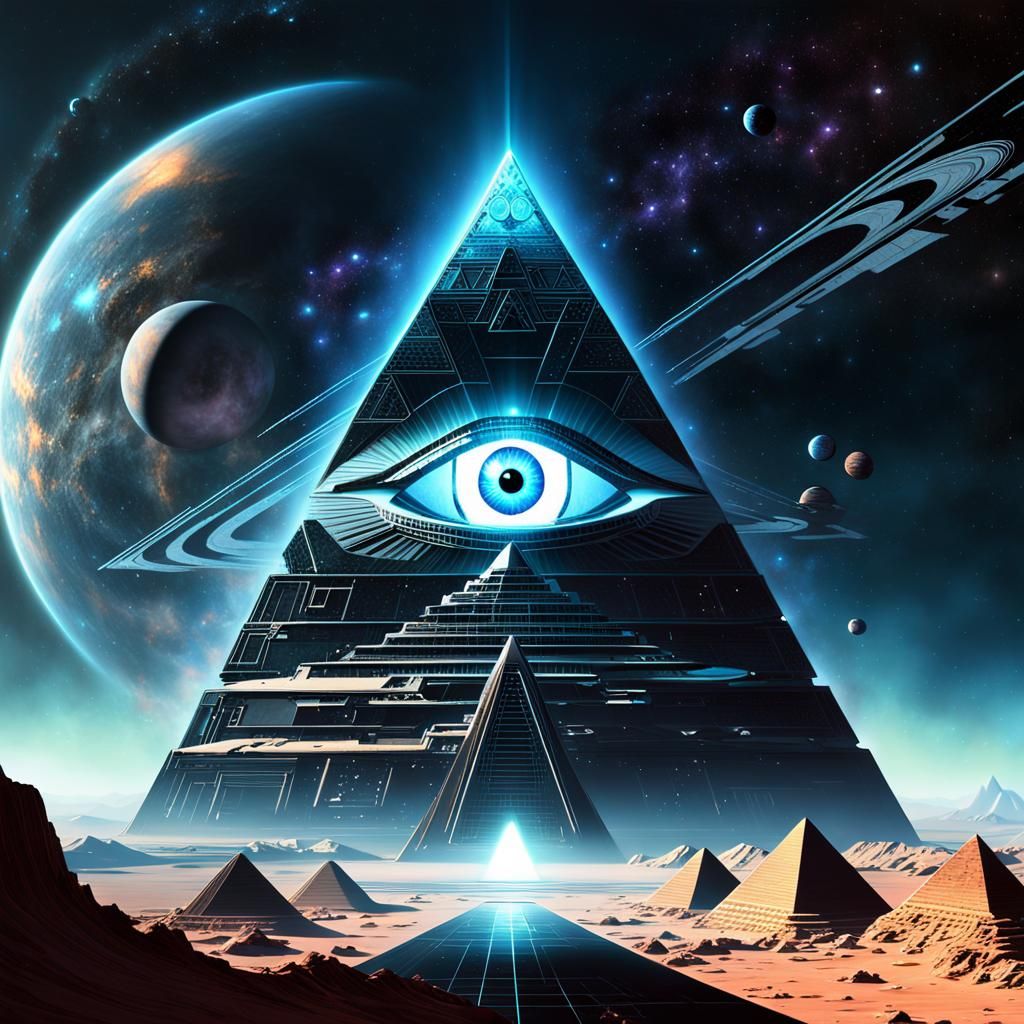 Futuristic Pyramid in Space: Digital Matte Painting