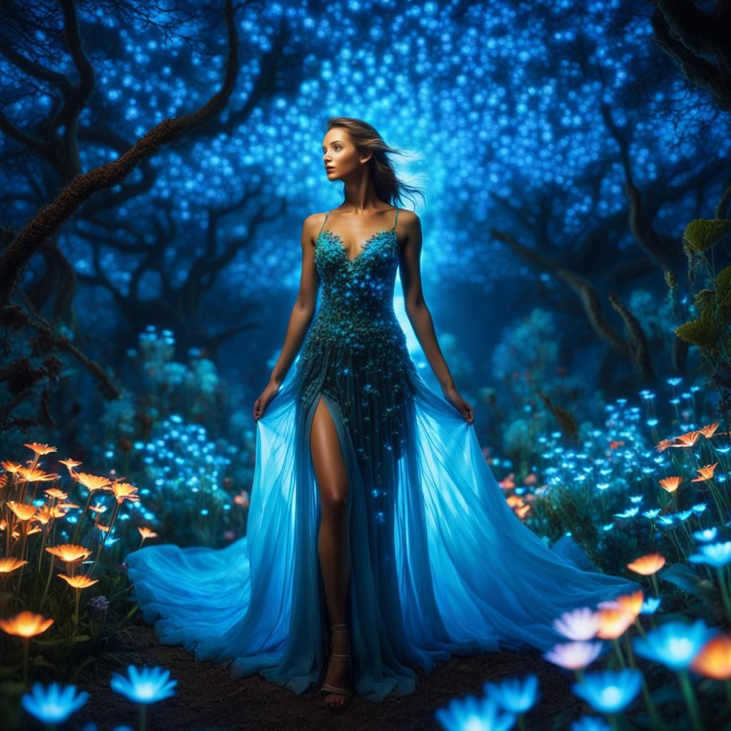 Glowing Beautiful Magical Plants Woman. 3