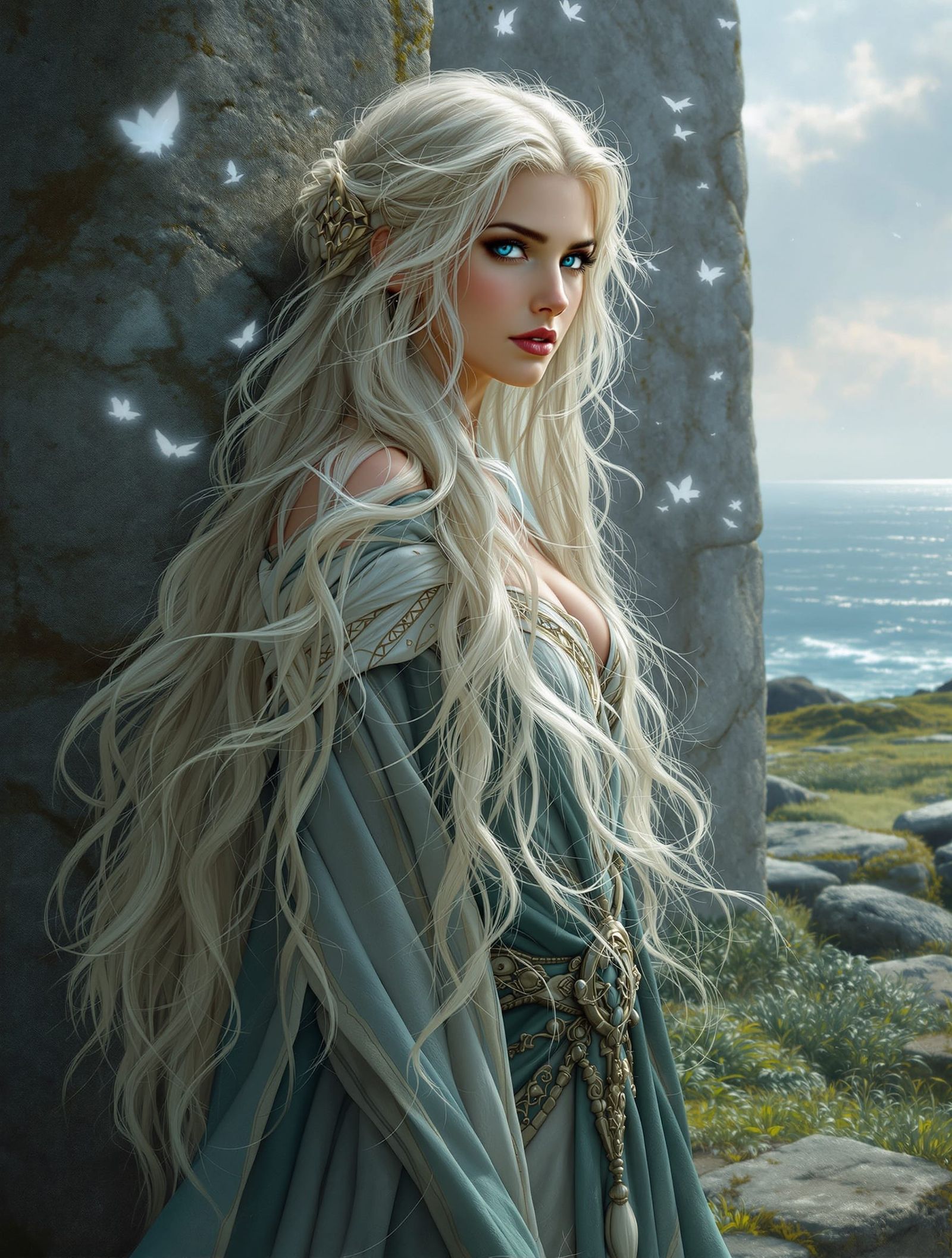 Celtic Queen at Standing Stone: Fantasy Art