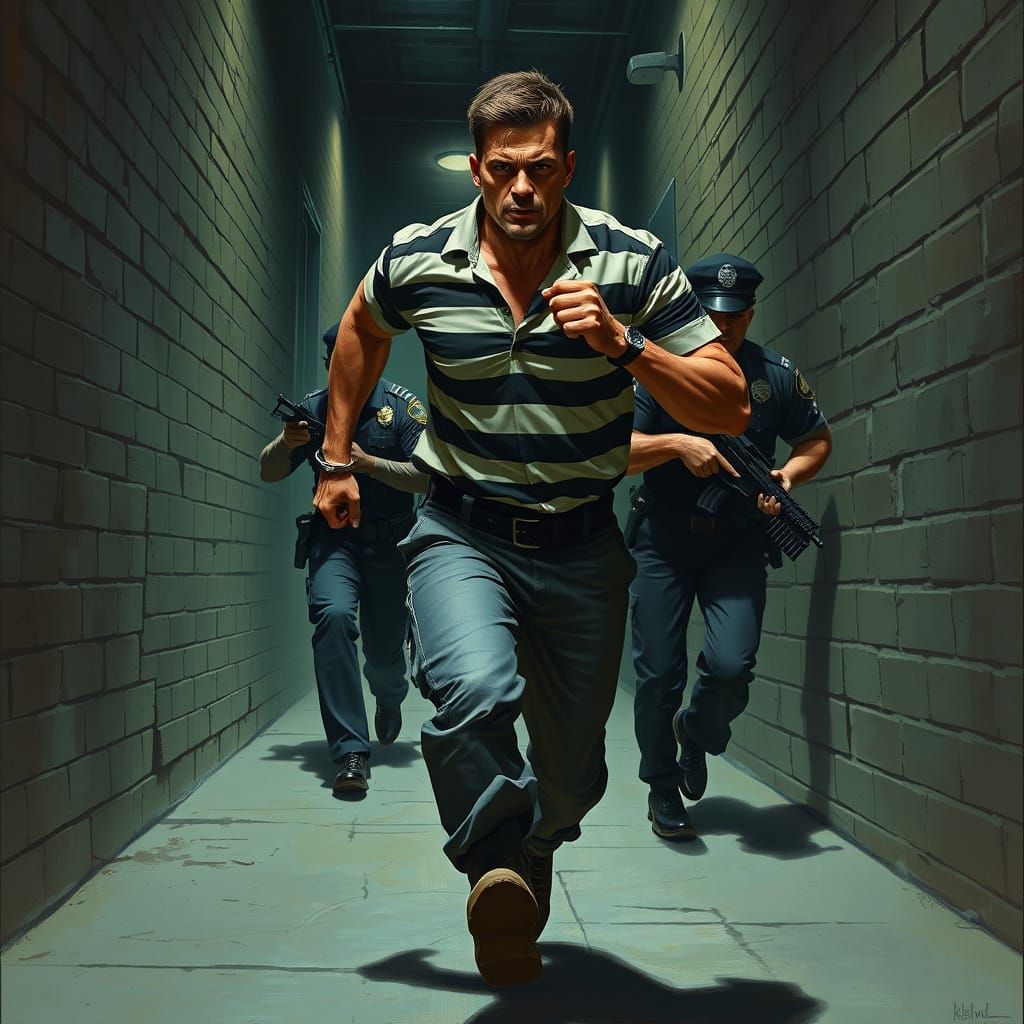 Fugitive's Desperate Flight from Police Pursuit