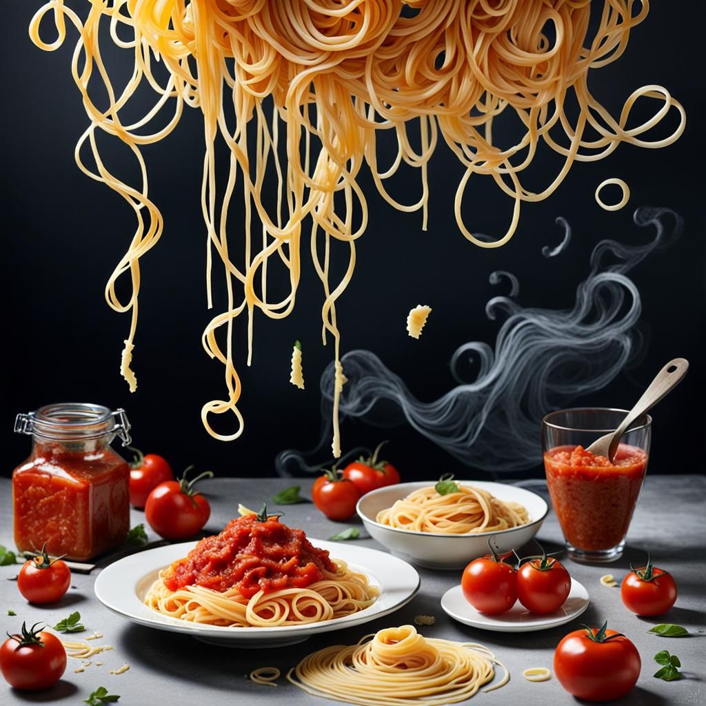 Surreal Pasta Fantasy in Digital Graffiti Art