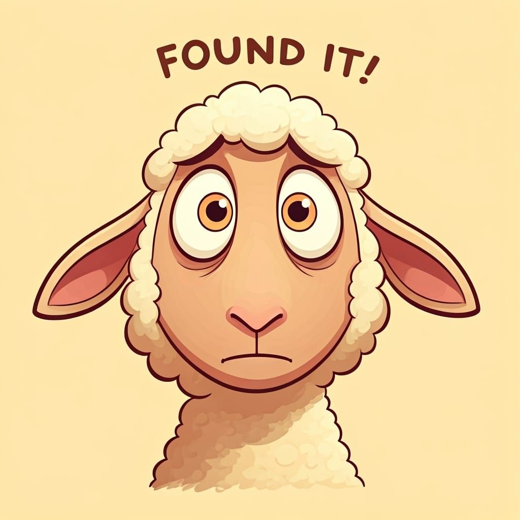 Nervous Cartoon Lamb Finds Something