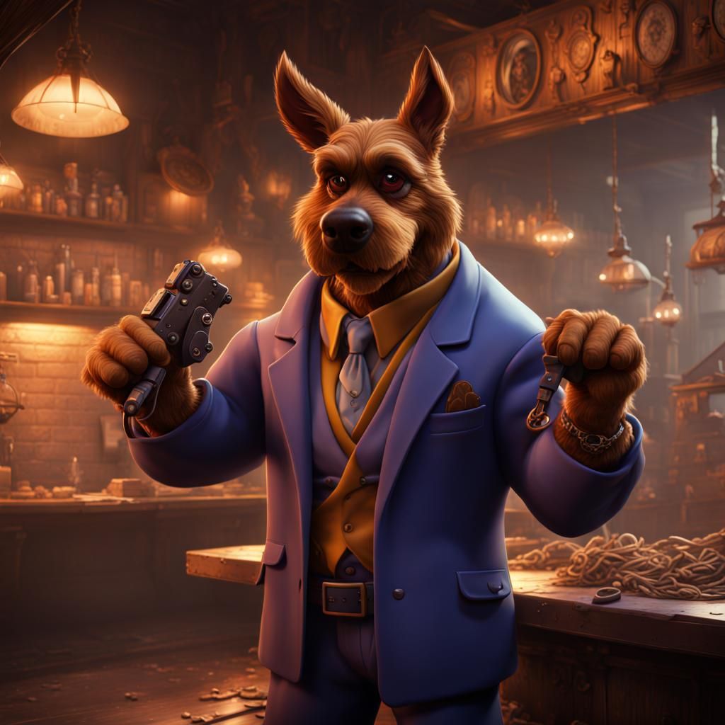 Scooby Doo as Gangster: Detailed Matte Painting