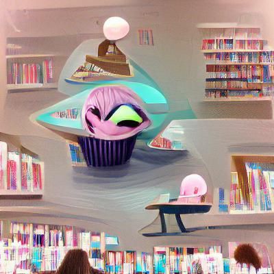 Psychic Alien's Cupcake Break in Crowded Library