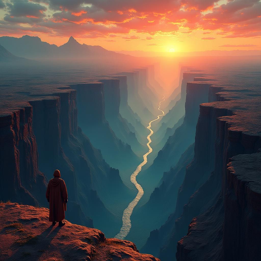 Canyon Sunrise: Fantasy Concept Art in 8K