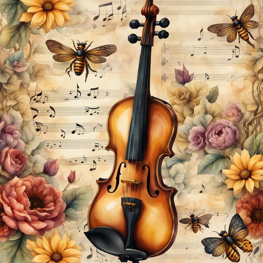 Floral Steampunk Music Page in Watercolor Style