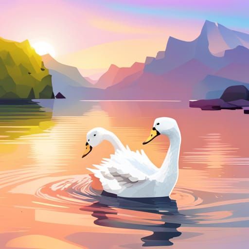 Ducks and Swans in Quirky 3D Vector Art